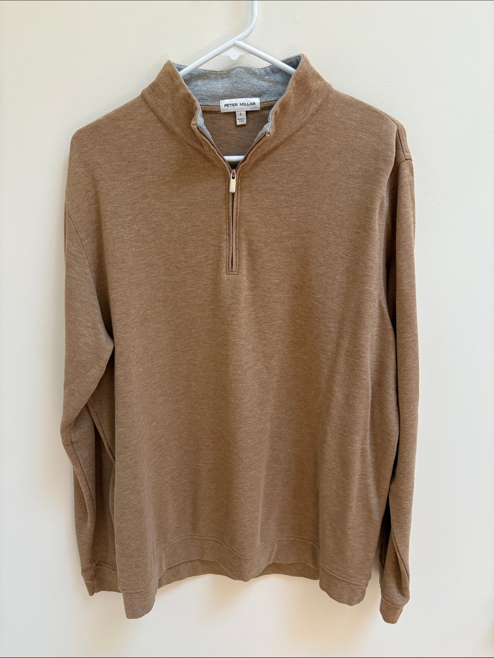 Peter Millar Brown Men's Zip-Neck Pullover Sweater